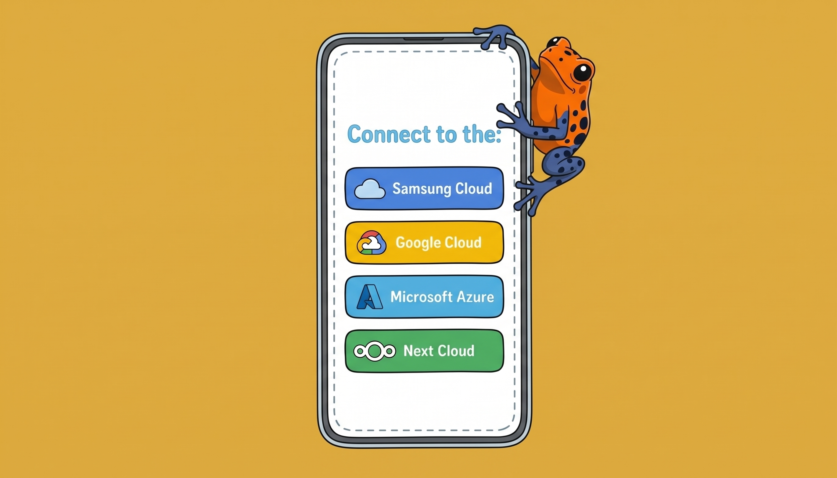 The Data Frosch mascot with a smartphone