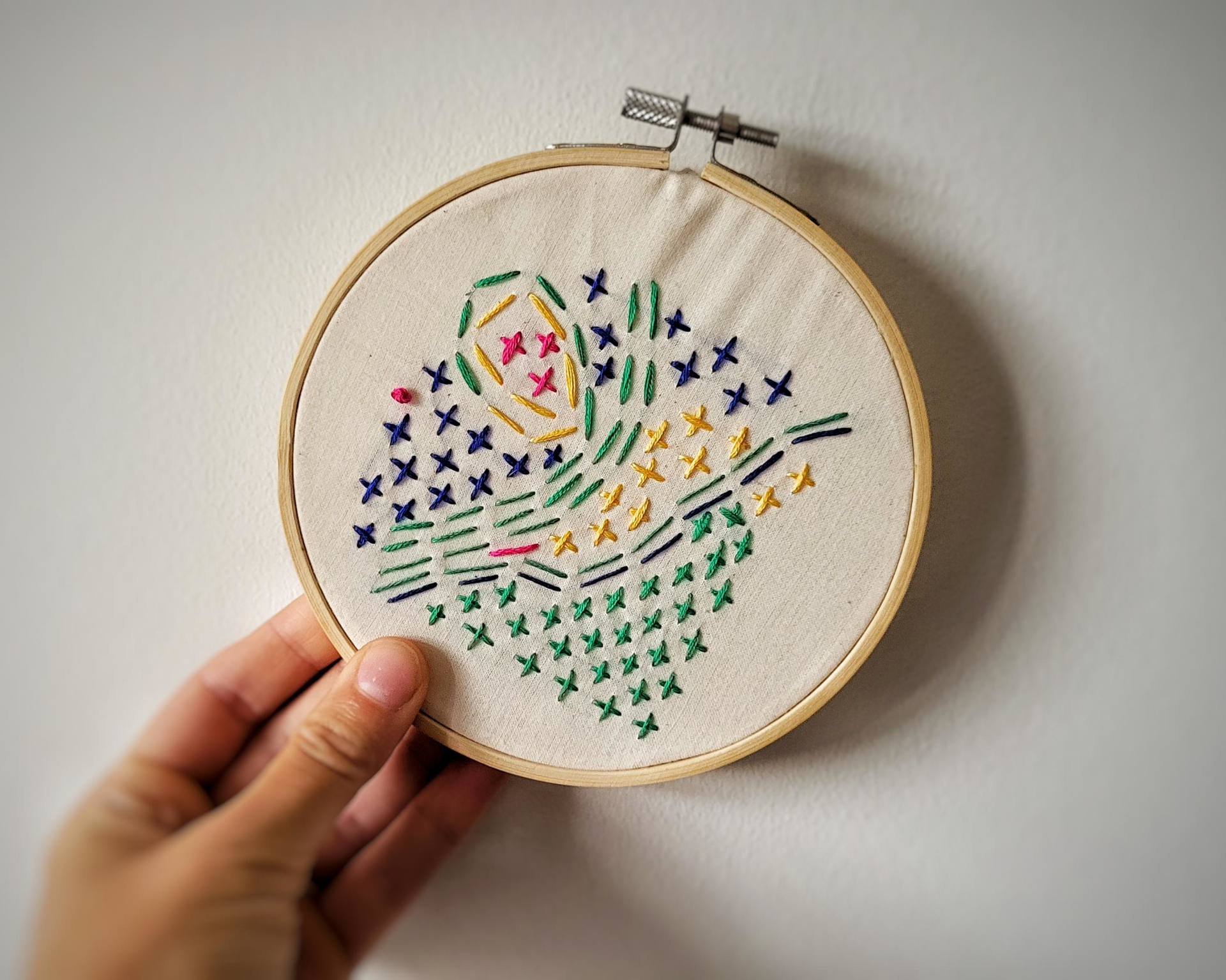 Embroidered data visualization of invasive species in sashiko style